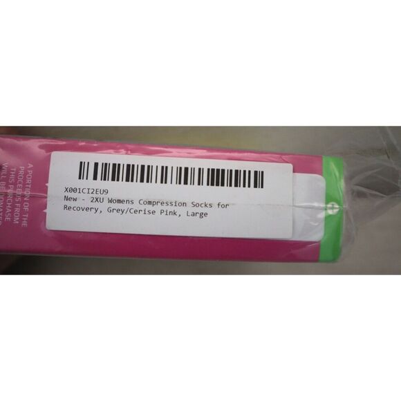 2XU WA2441e Women's Sz L Gray/Cerise Pink Compression Socks for Recovery - Picture 4 of 6